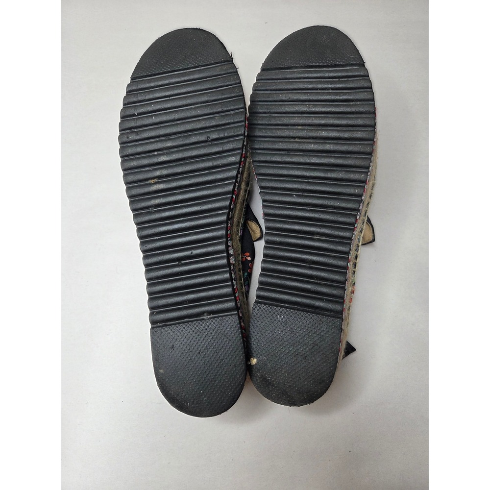 Johnny Was Black Leopard Floral Embroidered Platform Espadrille Shoes Size 9.5 - Picture 10 of 12